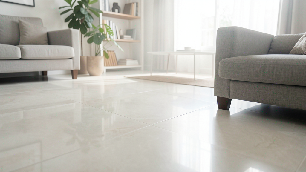 Detalhe fotográfico relacionado a Piso porcelanato polido: o brilho excessivo vale o risco de riscos na sala?